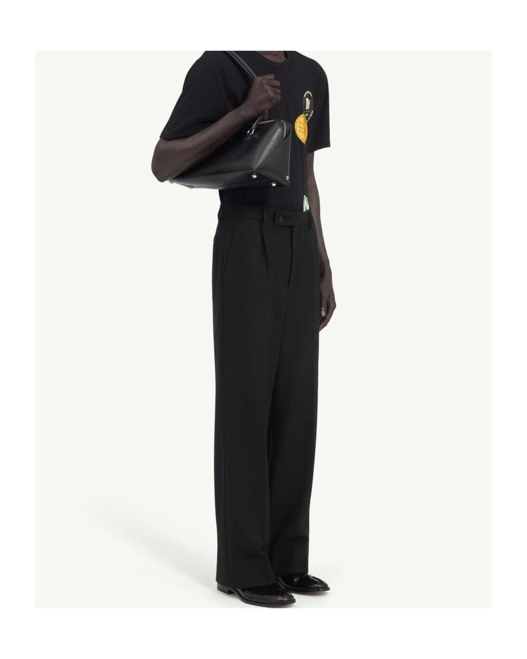 MM6 by Maison Margiela Black Pleated Wide Leg Trousers for men