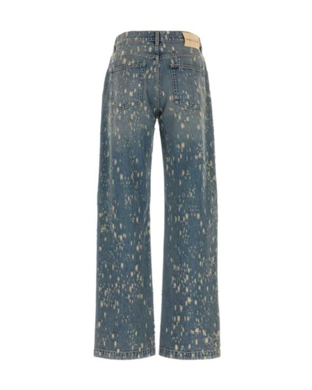 McQueen Blue Relaxed Distressed Jeans for men