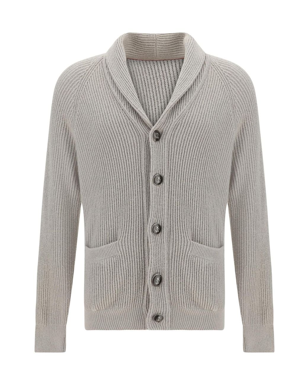 Brunello Cucinelli Gray Buttoned Straight-Hem Cardigan for men