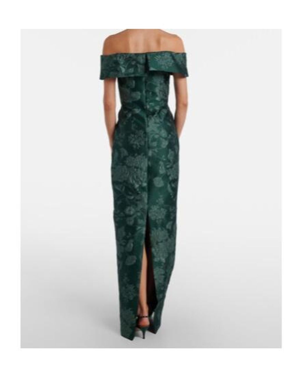 Emilia Wickstead Green Aislinn Floral Cloqué Bustier Gown