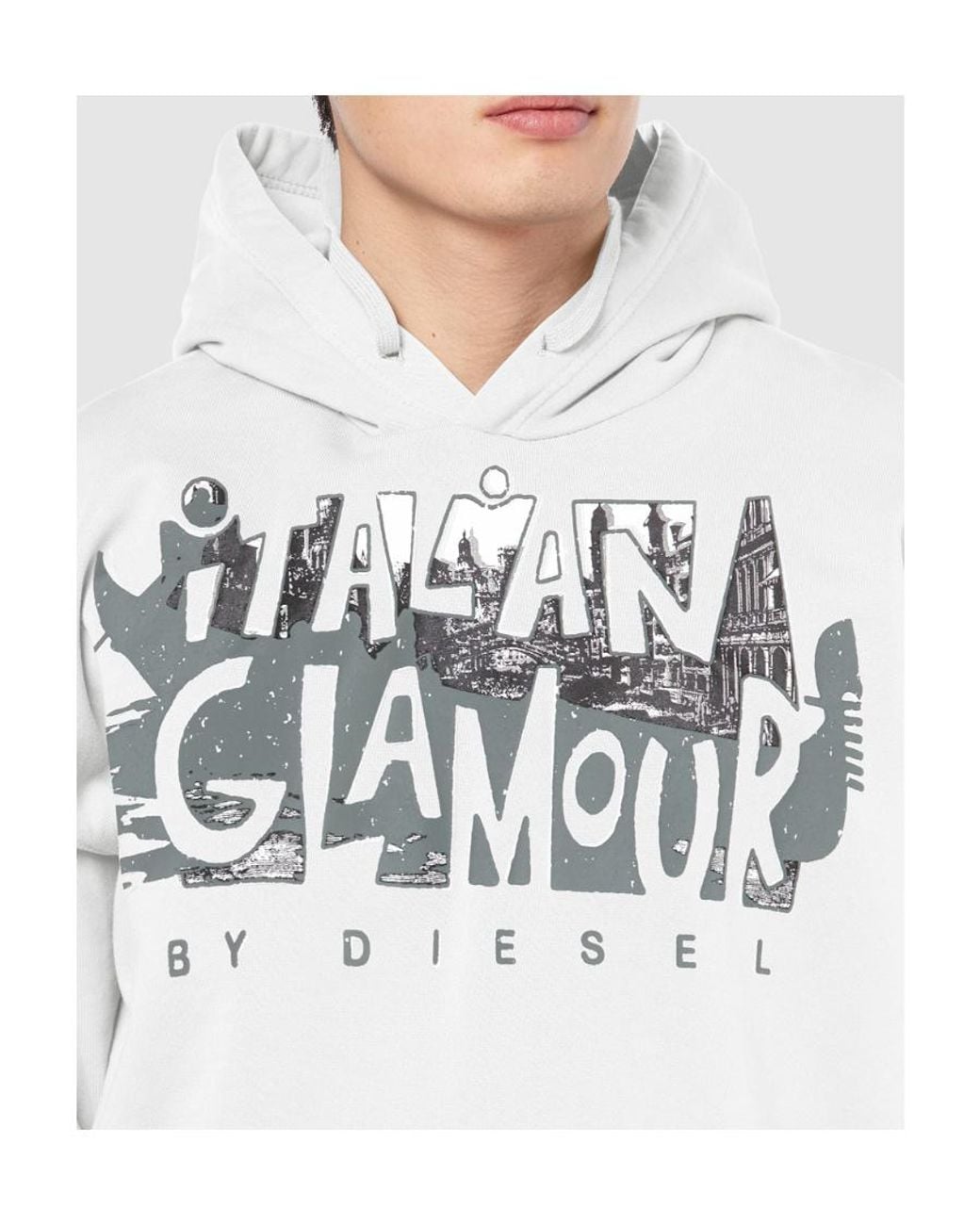 DIESEL White Graphic-Print Hoodie for men