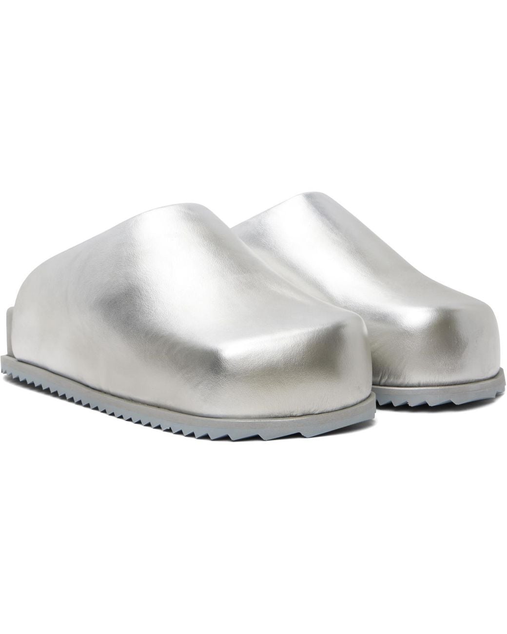 Yume Yume White Metallic Open-Back Slippers for men