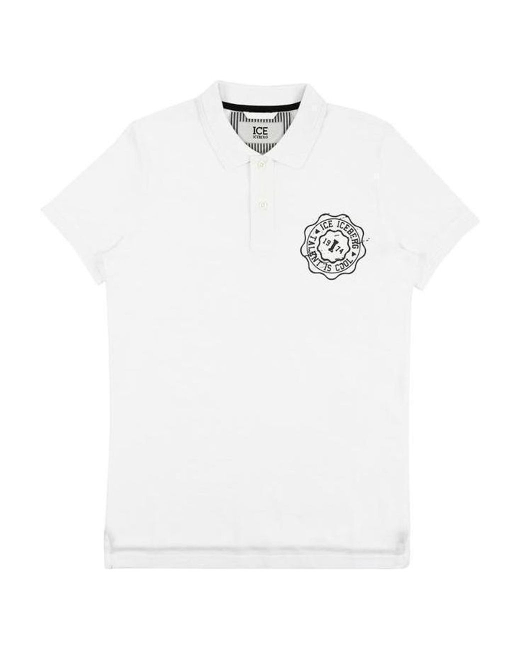 Iceberg White Logo Printed Polo Shirt for men