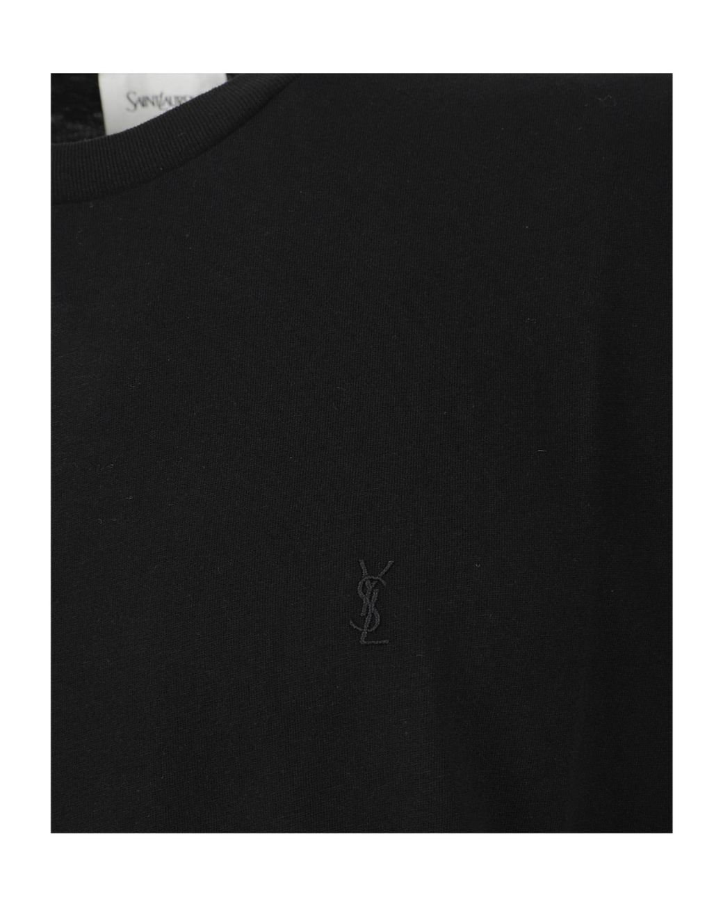 Saint Laurent Black Cassandre Crewneck T-Shirt for men