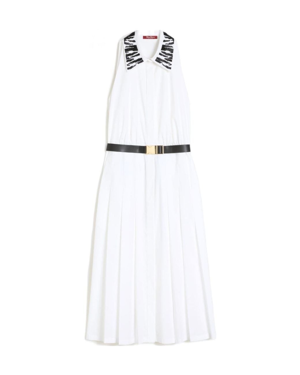 Max Mara White Studio Ubicato Belted Sleeveless Dress