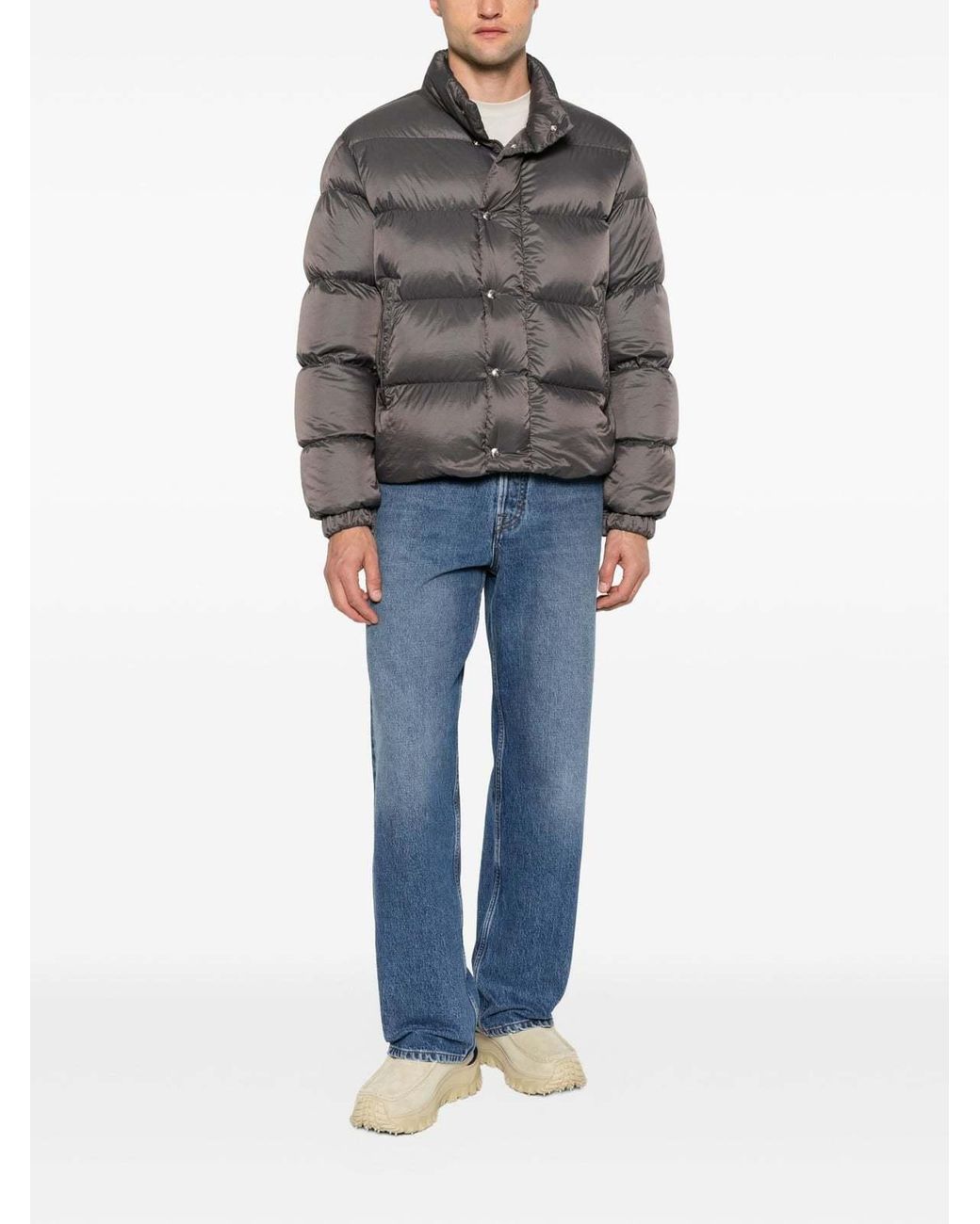 Moncler Gray Long-Sleeved Padded Jacket for men
