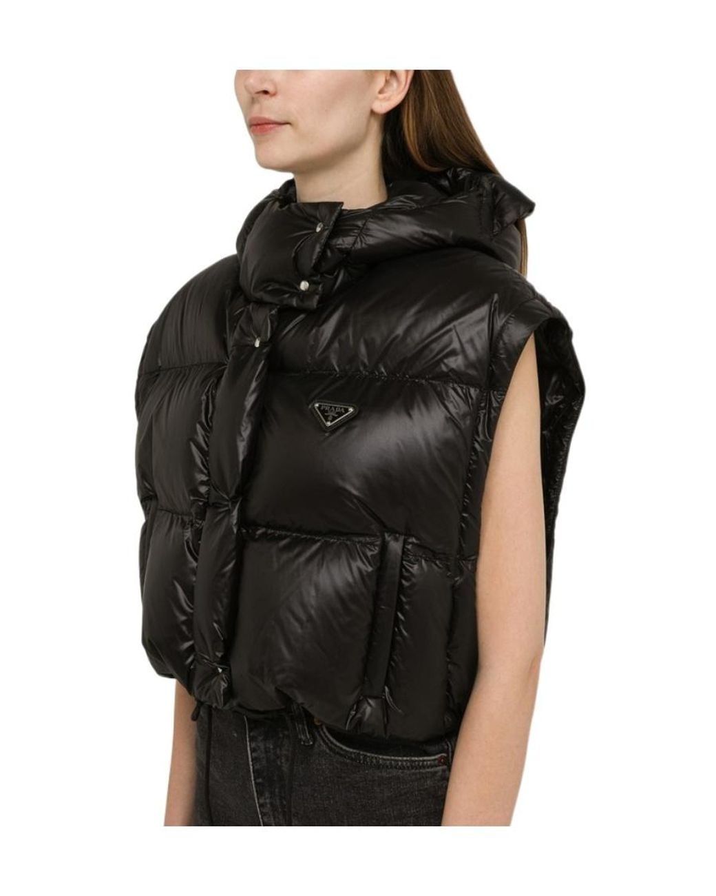 Prada Black Logo Hooded Down Jacket