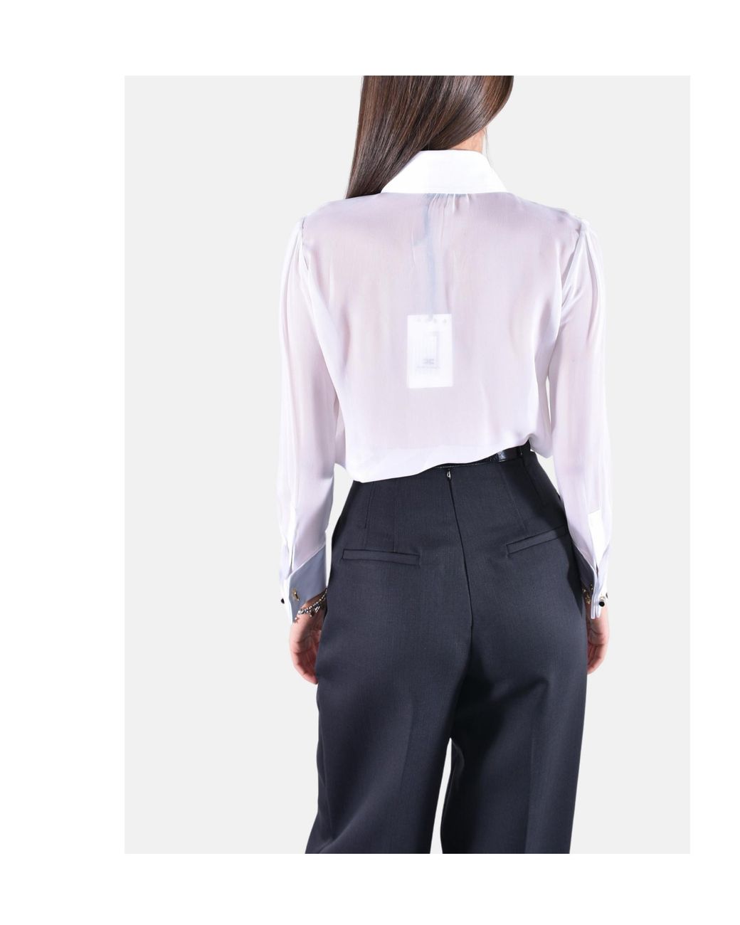 Elisabetta Franchi Gray Ruffled Trim Shirt