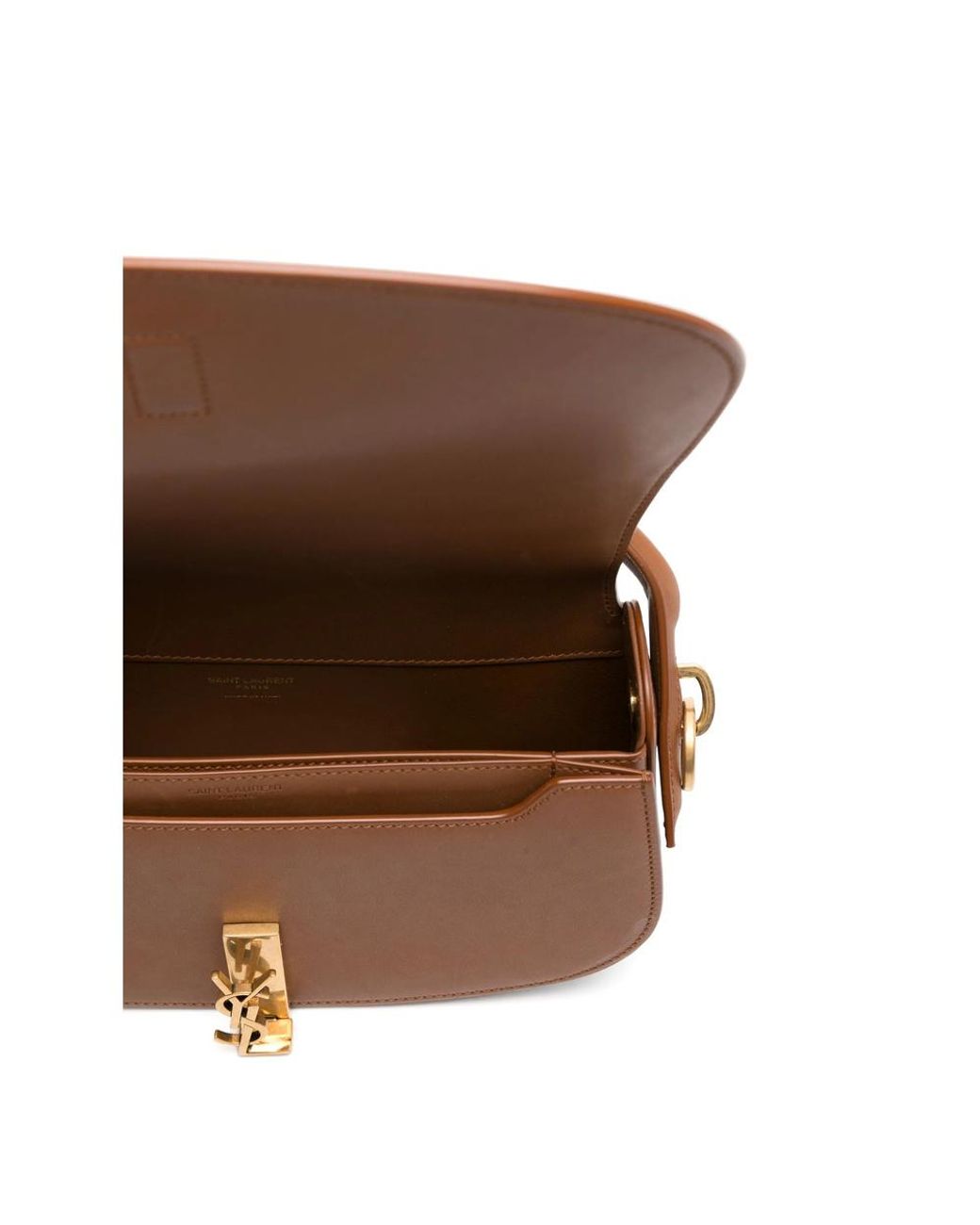 Saint Laurent Natural Logo Plaque Foldover Top Tote Bag