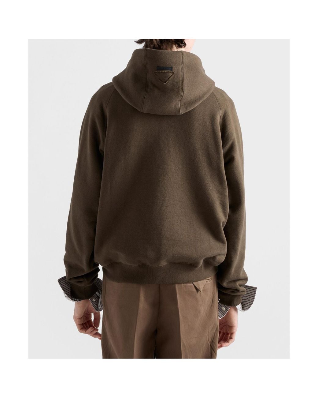 Prada Green Cotton Fleece Hoodie for men