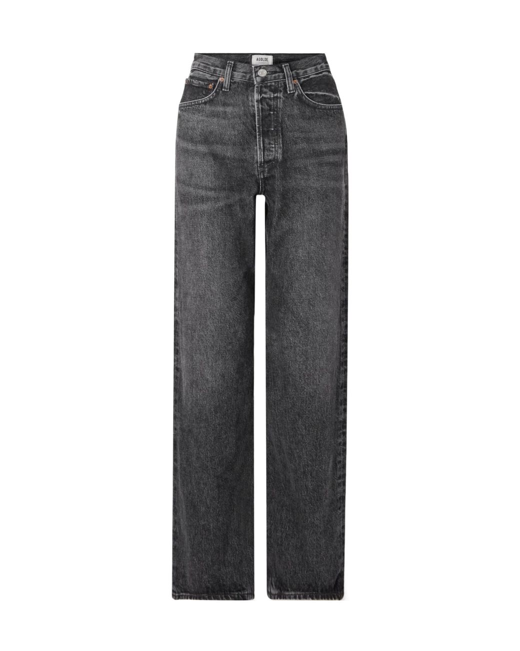 Agolde Gray High Waist Straight Jeans