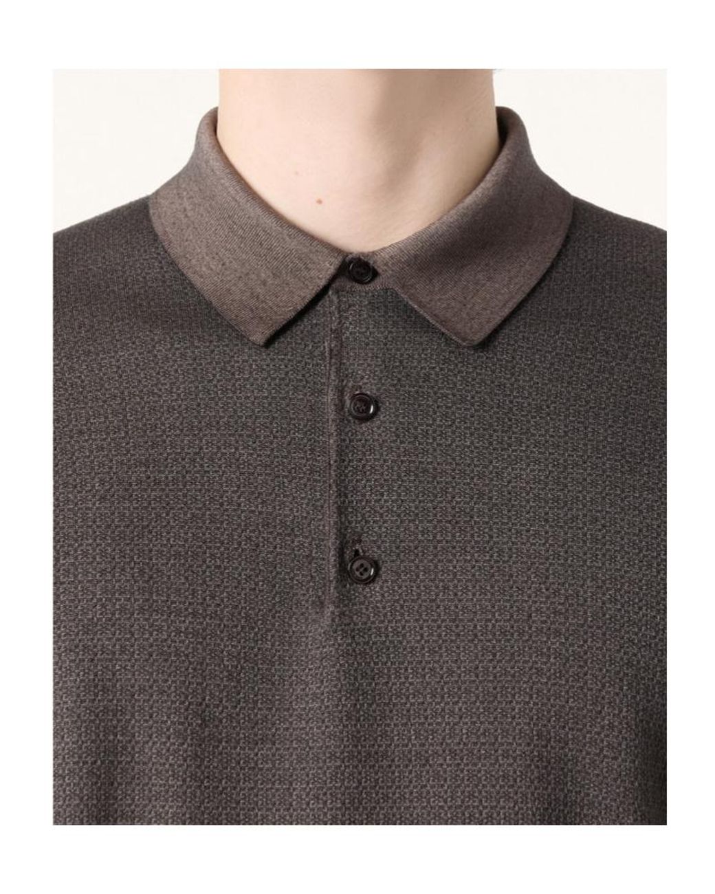 Loro Piana Gray Long-Sleeved Buttoned Polo Shirt for men