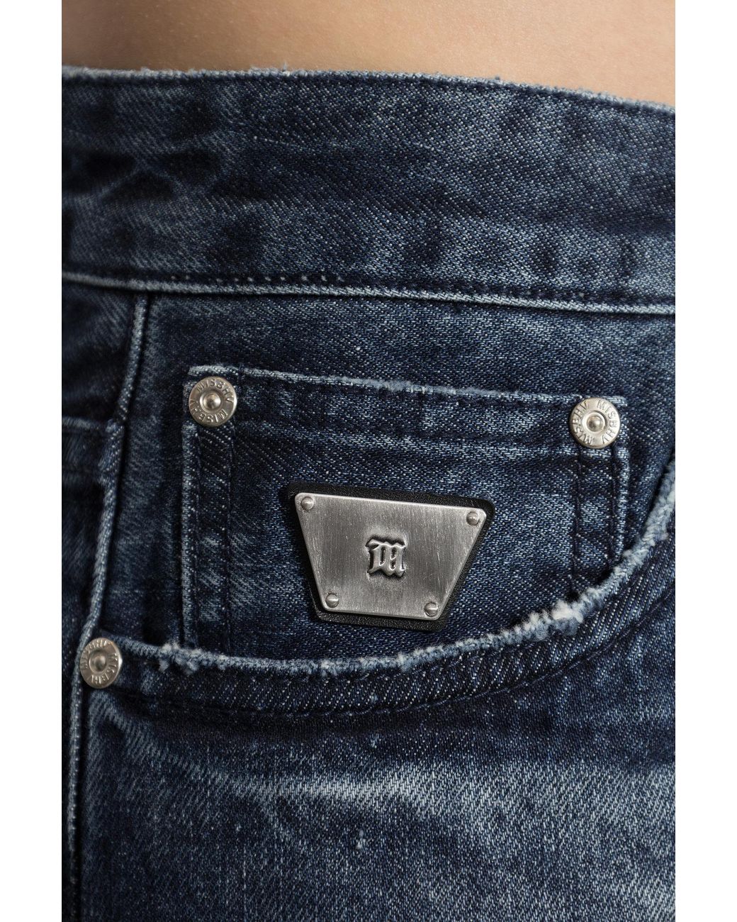 M I S B H V Blue Belt-Loop Jeans for men