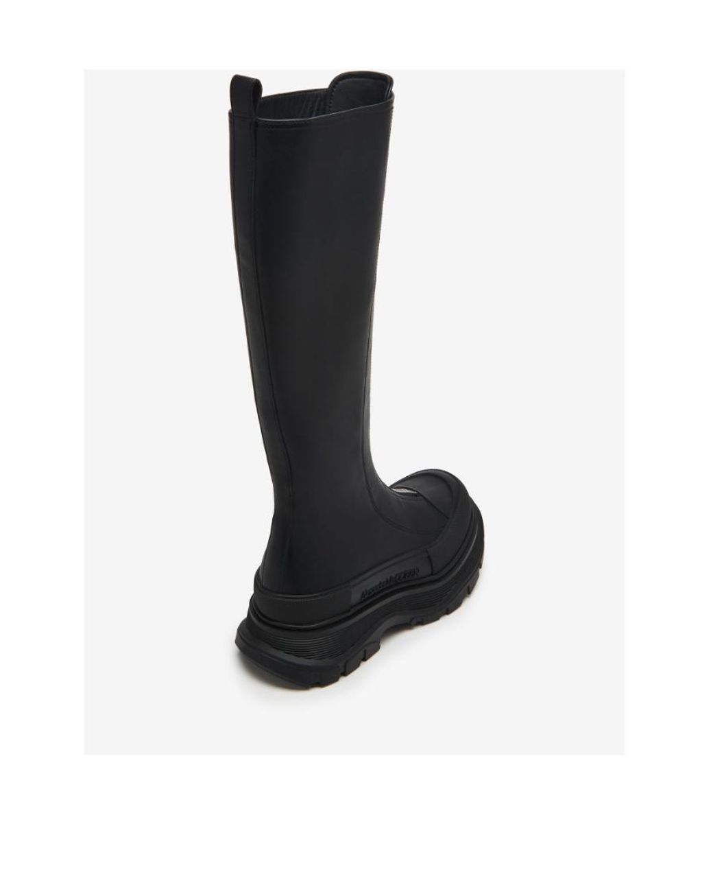 McQueen Black Tread Slick Front-Zipped Boots