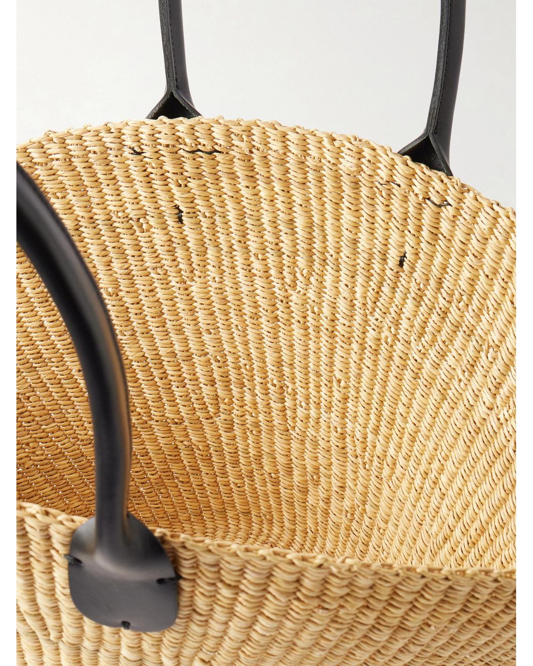 Muuñ Metallic Sophia Leather-Trimmed Raffia Tote