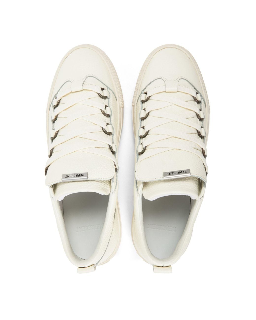 Represent White Grained Leather Thick Sole Low-Top Sneakers for men