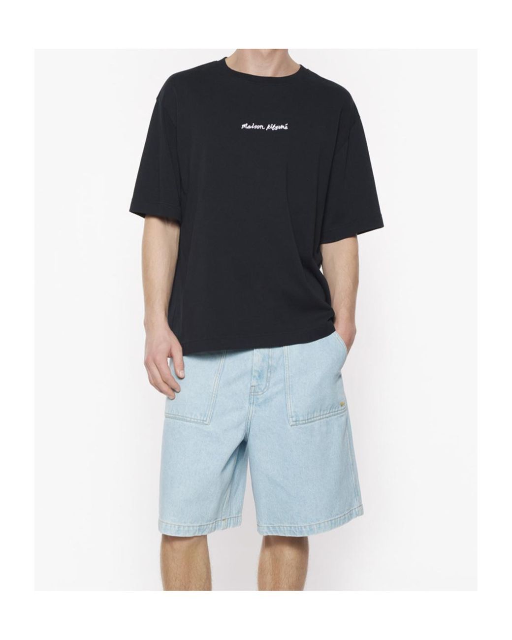 Maison Kitsuné Black Maison Kitsuné Line Handwriting Oversized T-Shirt for men