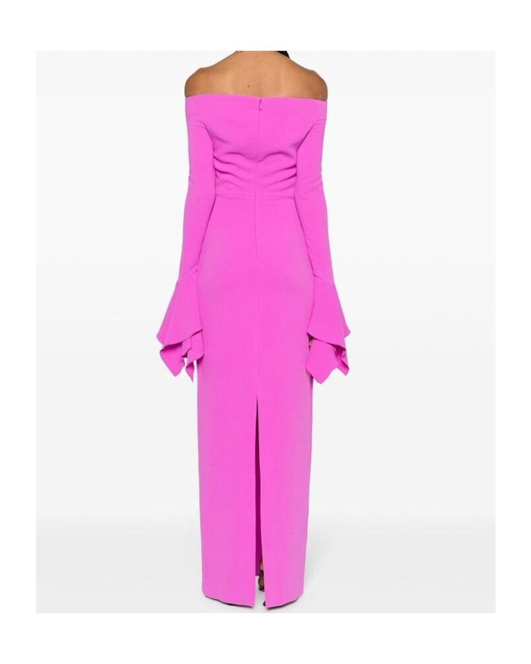 Solace London Pink Amalie Off-Shoulder Cady Maxi Dress
