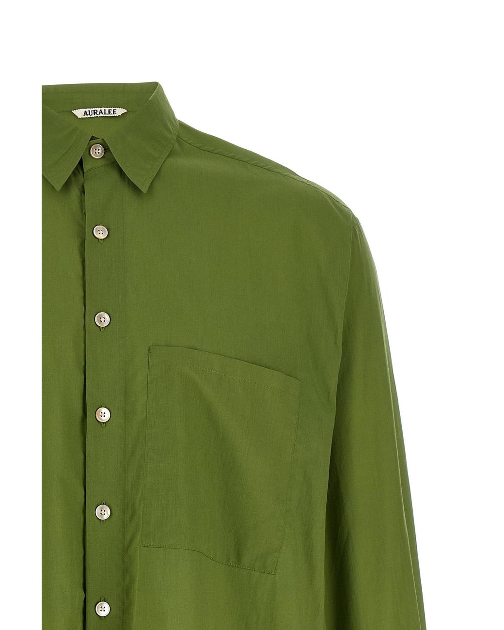 Auralee Green Super Fine Cotton Lawn Shirt for men