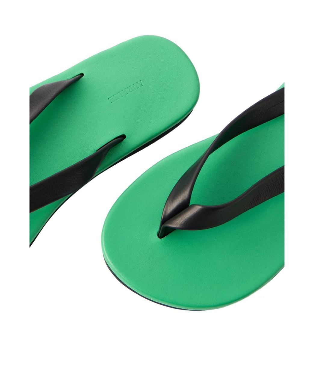 Auralee Green Leather Flip Flops