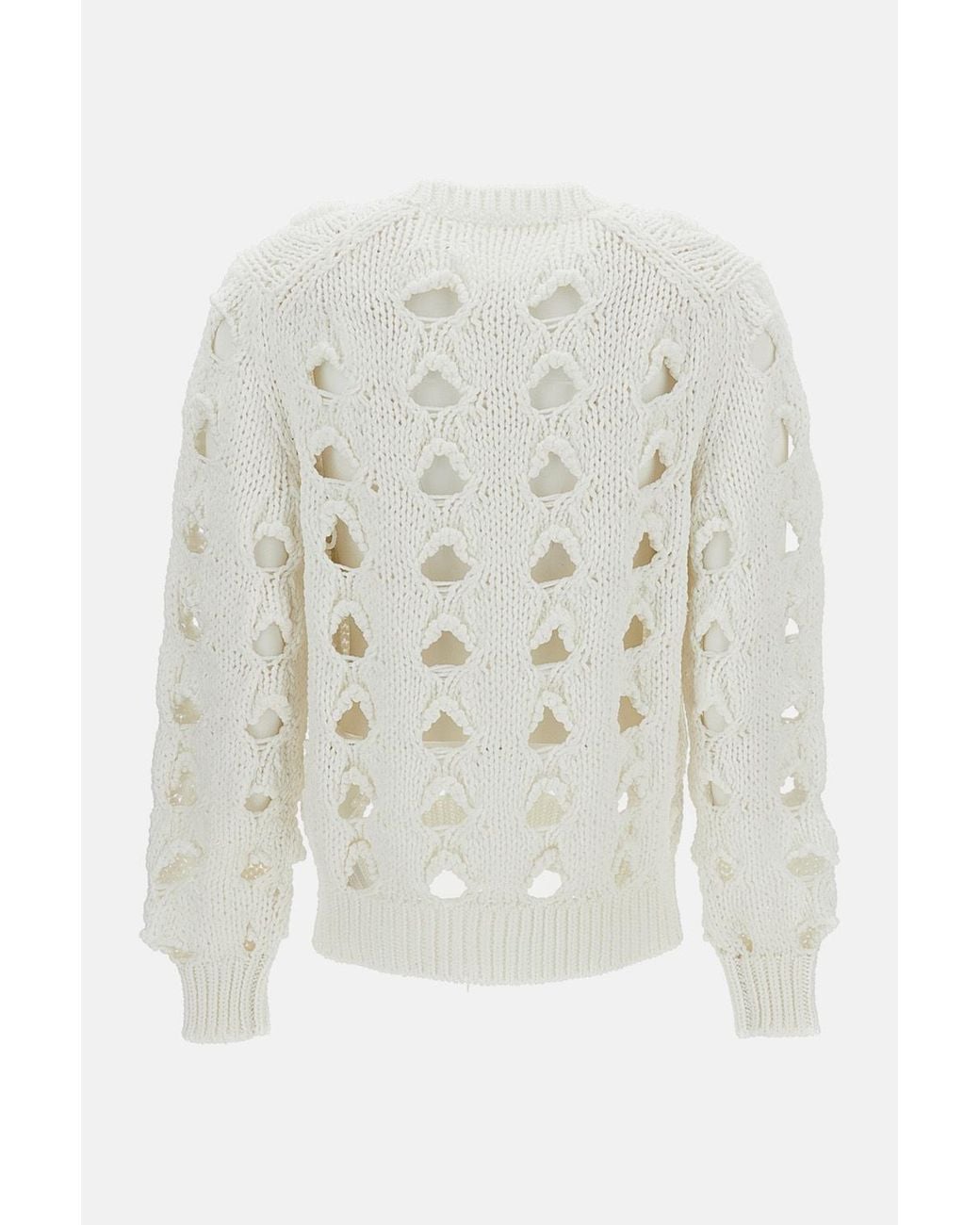 Comme des Garçons White Cut-Out Detailed Crewneck Jumper