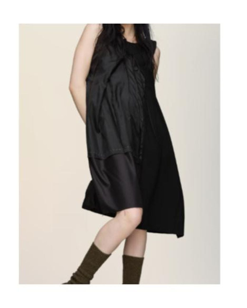 Maison Margiela Black Sleeveless Asymmetric Midi Dress