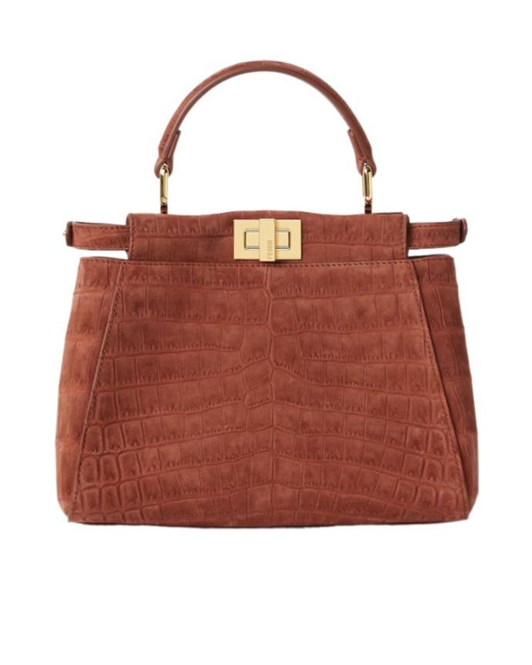 Fendi Red Sienna Nubuck Crocodile Leather Bag