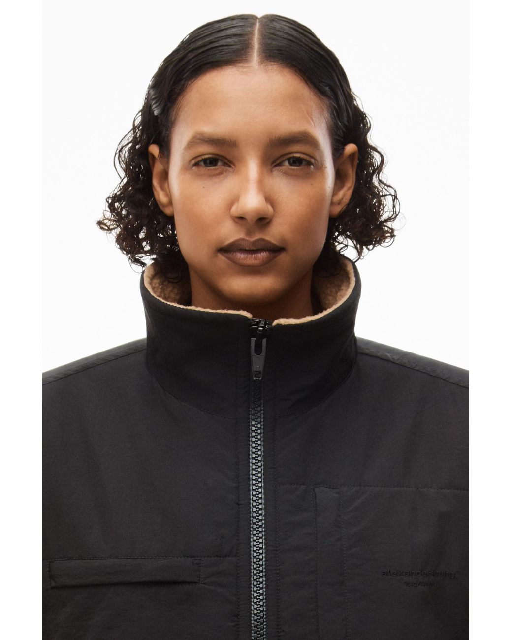 Alexander Wang Brown Panelled Zip Fleece Jacket