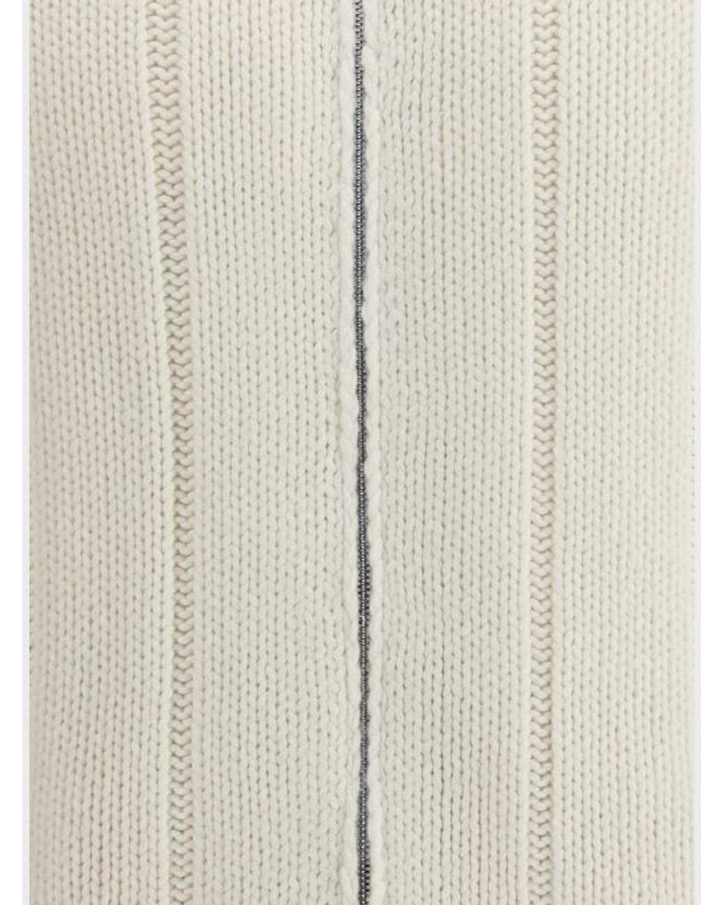 Brunello Cucinelli White Zip-Up Ribbed-Knit Jacket for men