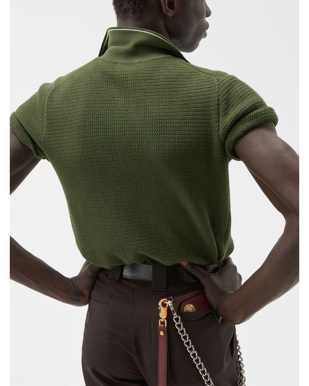 Versace Green Short-Sleeved Knitted Shirt for men