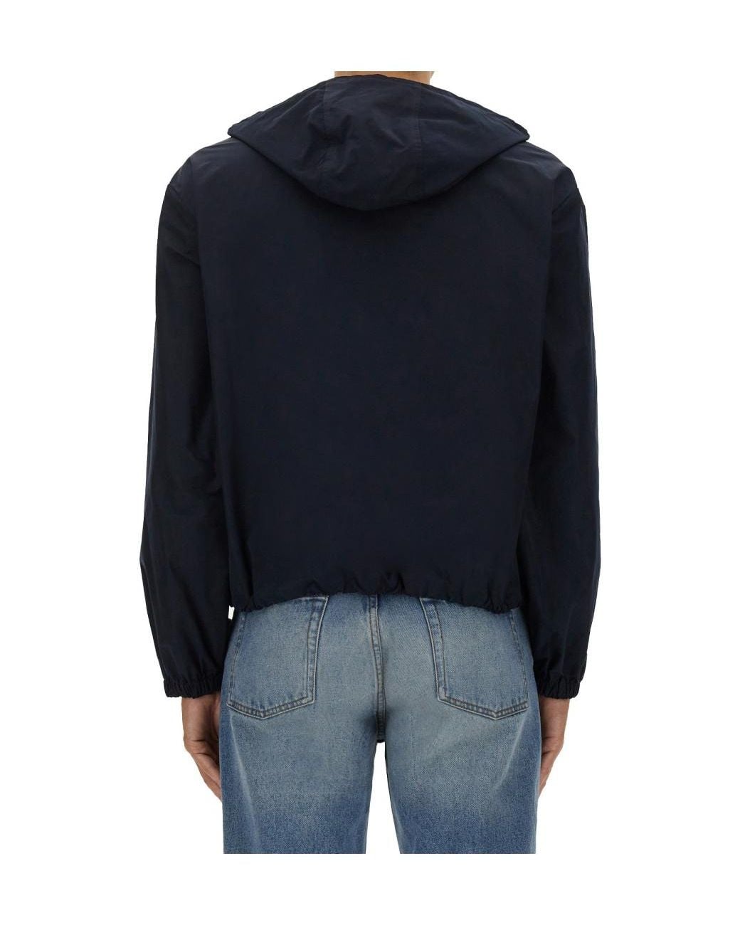Moschino Blue Hooded Zipped Jacket for men
