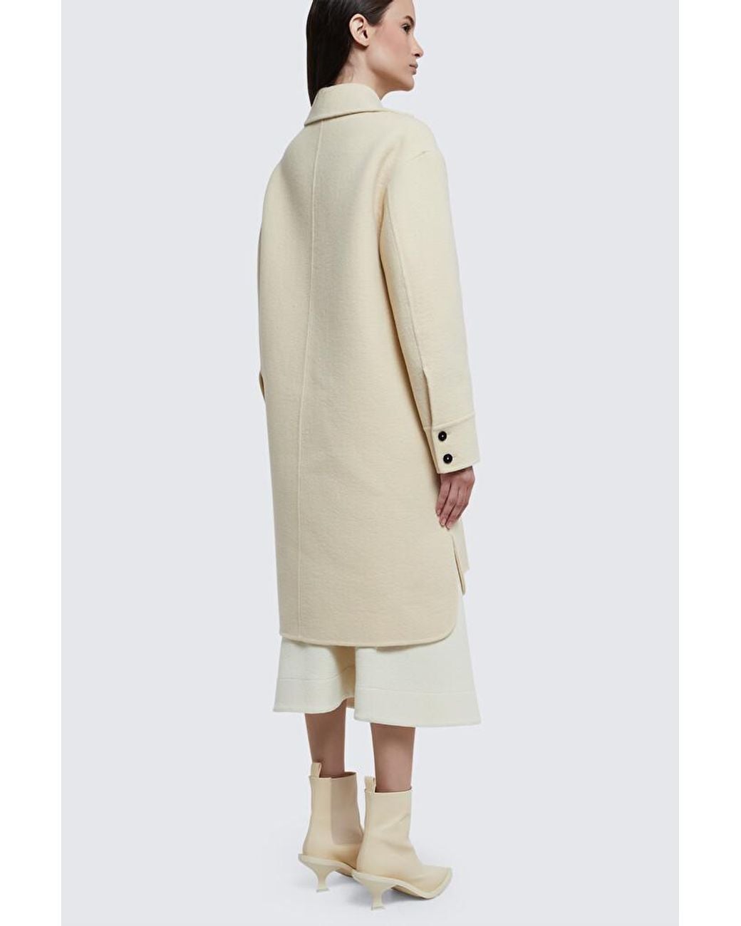 Jil Sander White Single-Breasted Oversized Coat