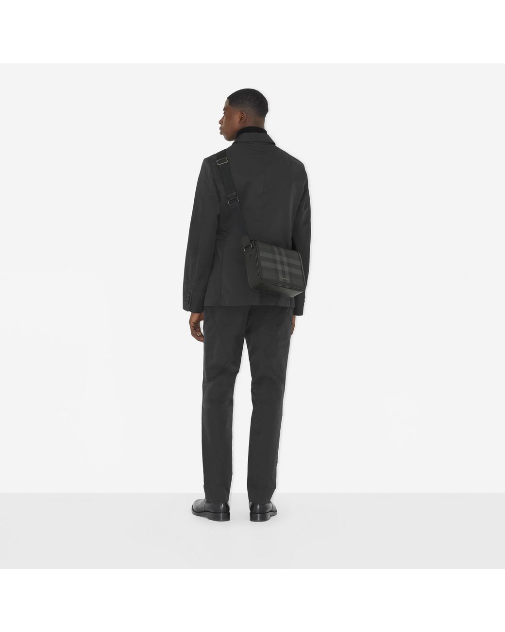 Burberry Black Small Alfred Checked Messenger Bag for men