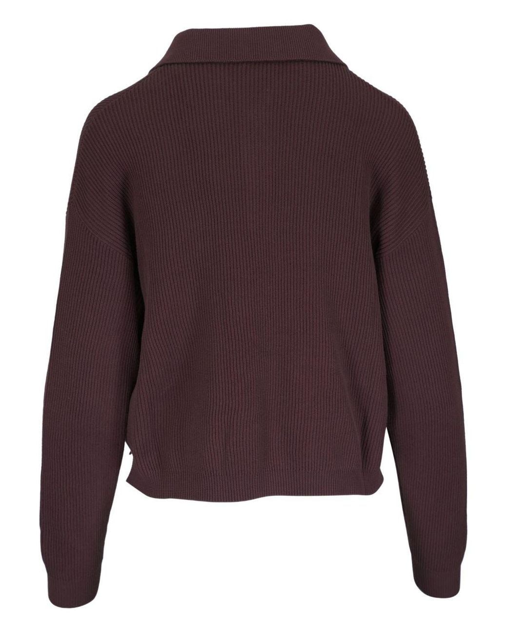 Brunello Cucinelli Purple Lapel Long Sleeve Sweater