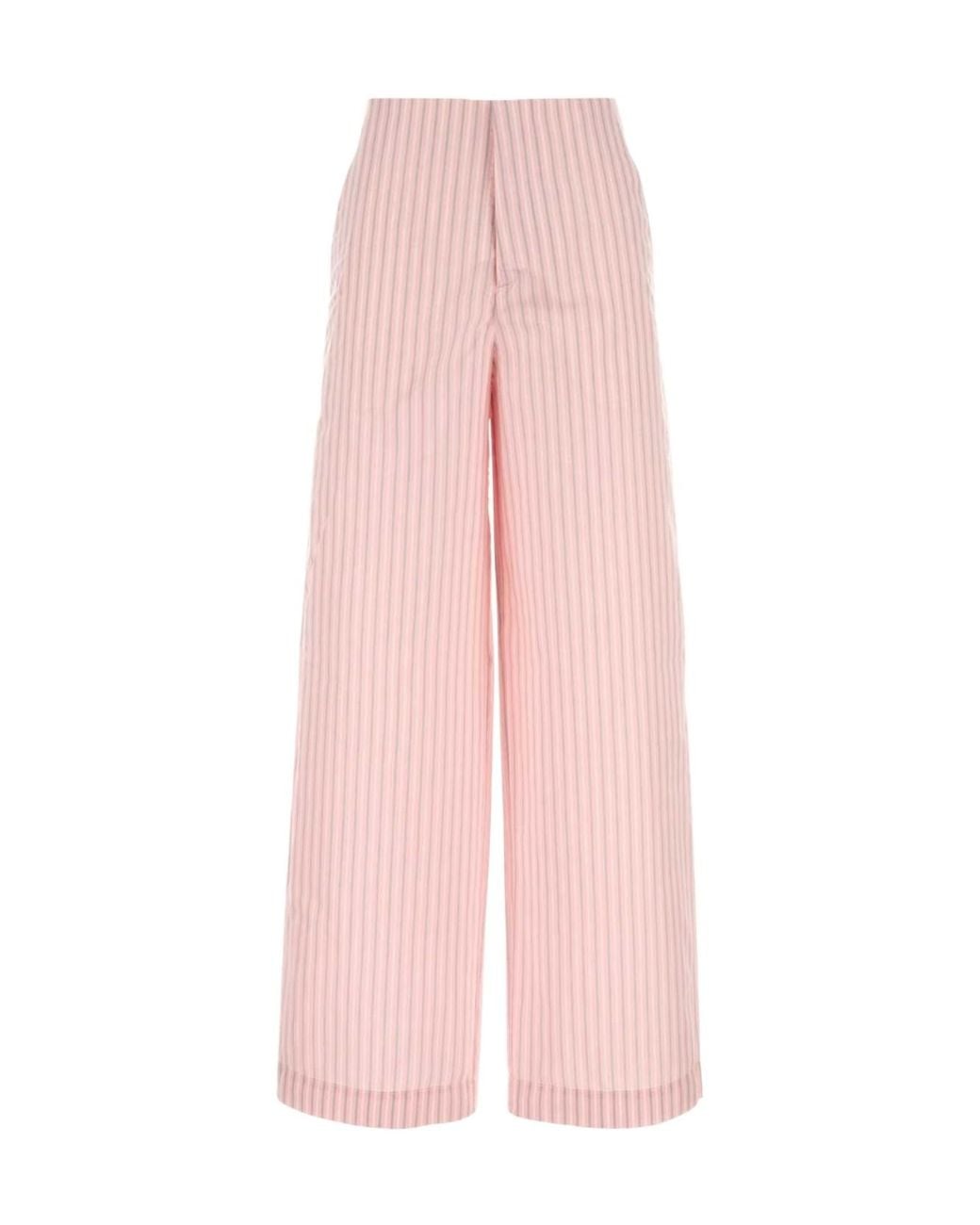Philosophy Di Lorenzo Serafini Pink Stripe-Detailed Poplin Pants