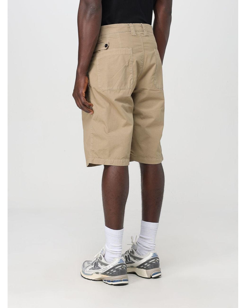 C P Company Natural Pleated Pocket Shorts for men