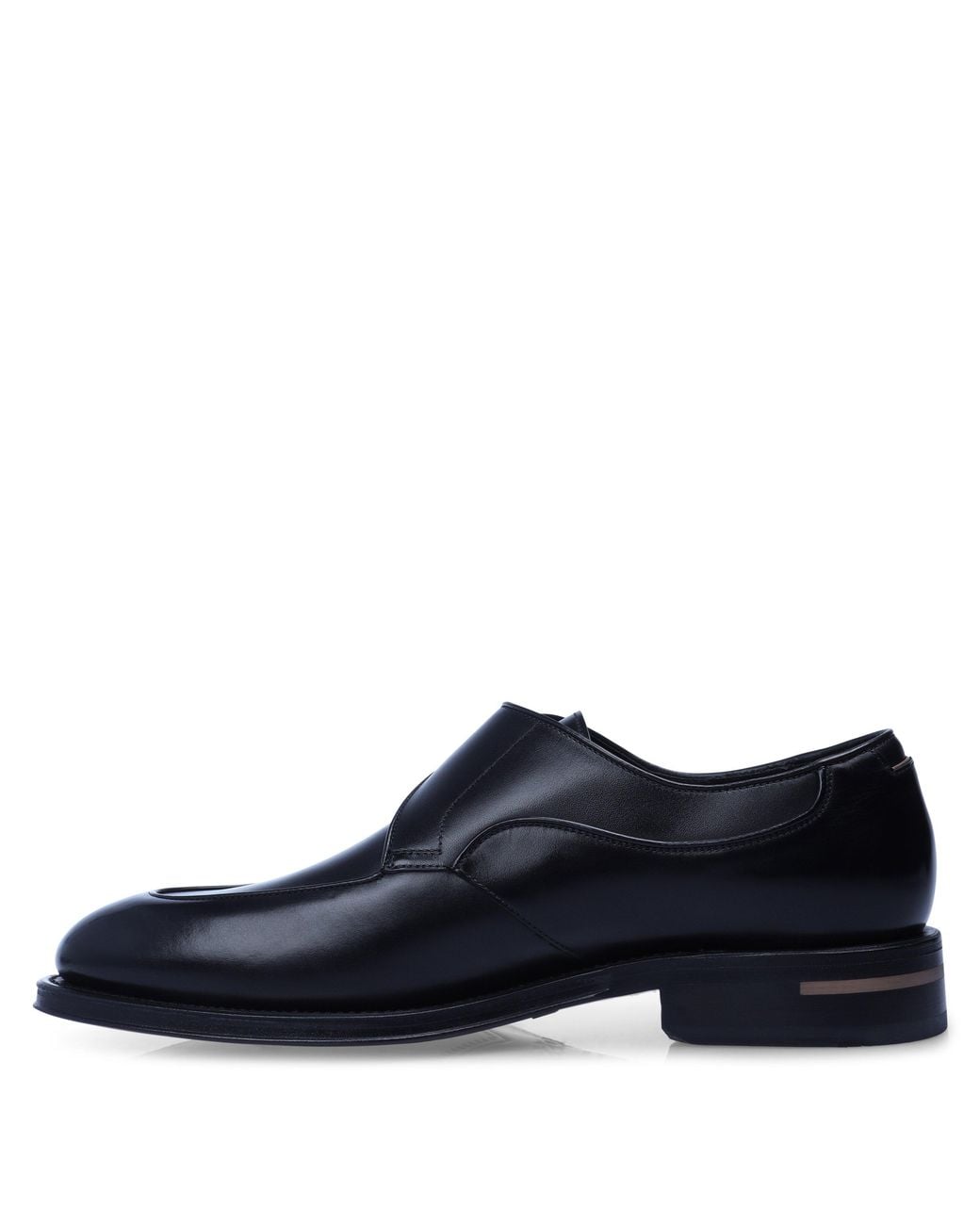 Boss Blue Polished Leather Monk Shoe for men