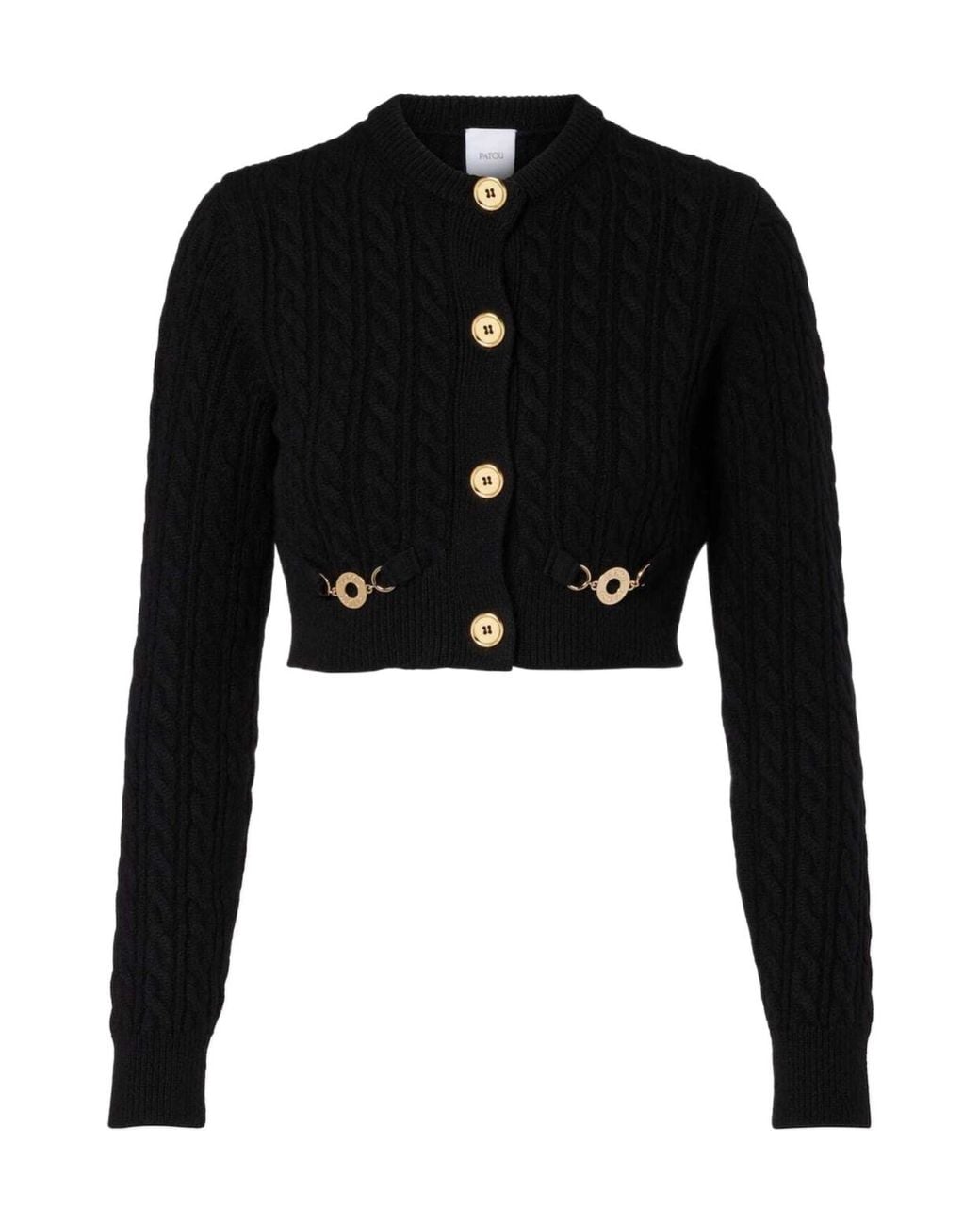 Patou Black Chunky Knit Long-Sleeved Sweater