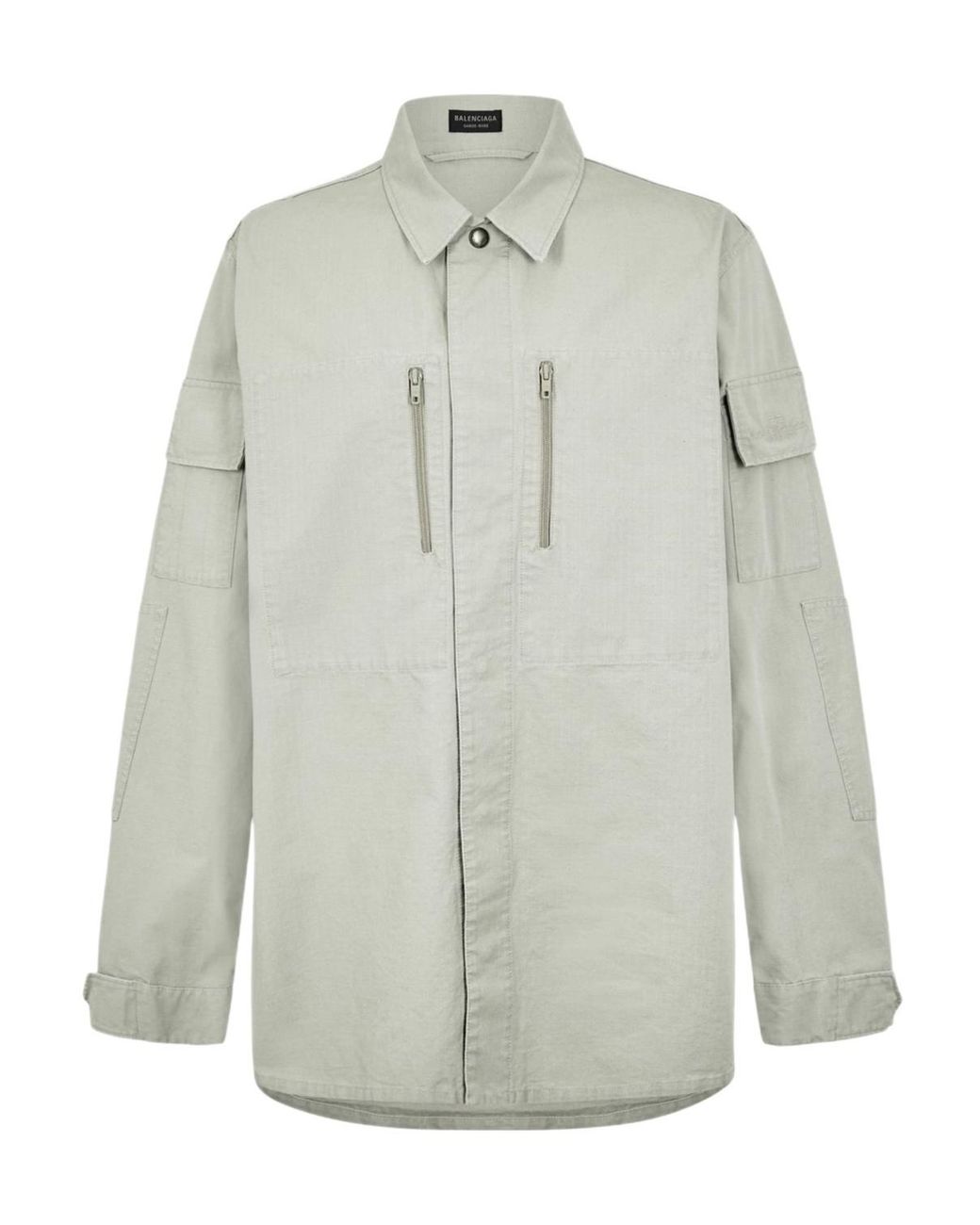 Balenciaga Gray Military Long Sleeve Shirt for men
