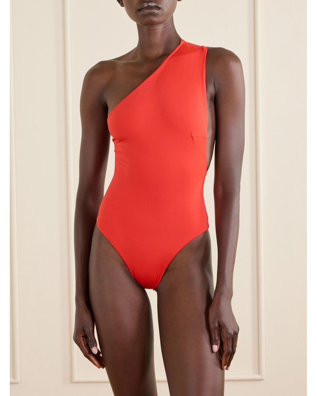 Haight Red One-Shoulder Asymmetric Swimsuit