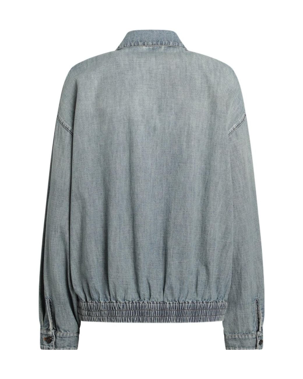 Miu Miu Blue Logo-Detailed Zipped Denim Jacket