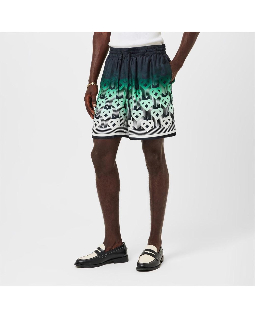 Casablanca Green Elastic Waist Shorts for men