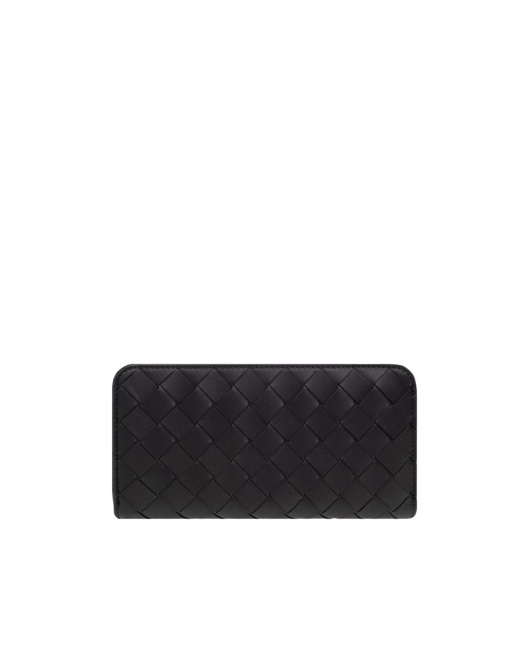 Bottega Veneta Black Intrecciato Zip Around Wallet for men