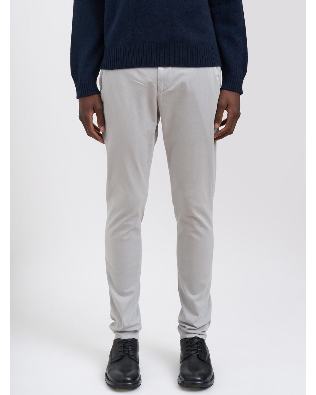Dondup Gray Tapered-Fit Casual Trousers With Zip Details for men