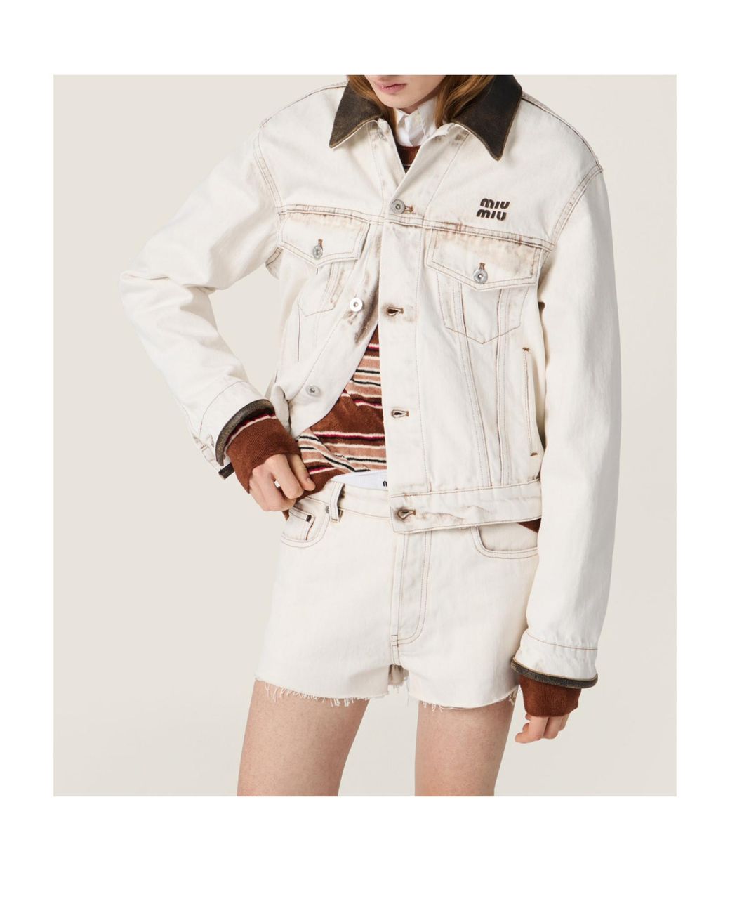 Miu Miu White Button-Up Denim Jacket