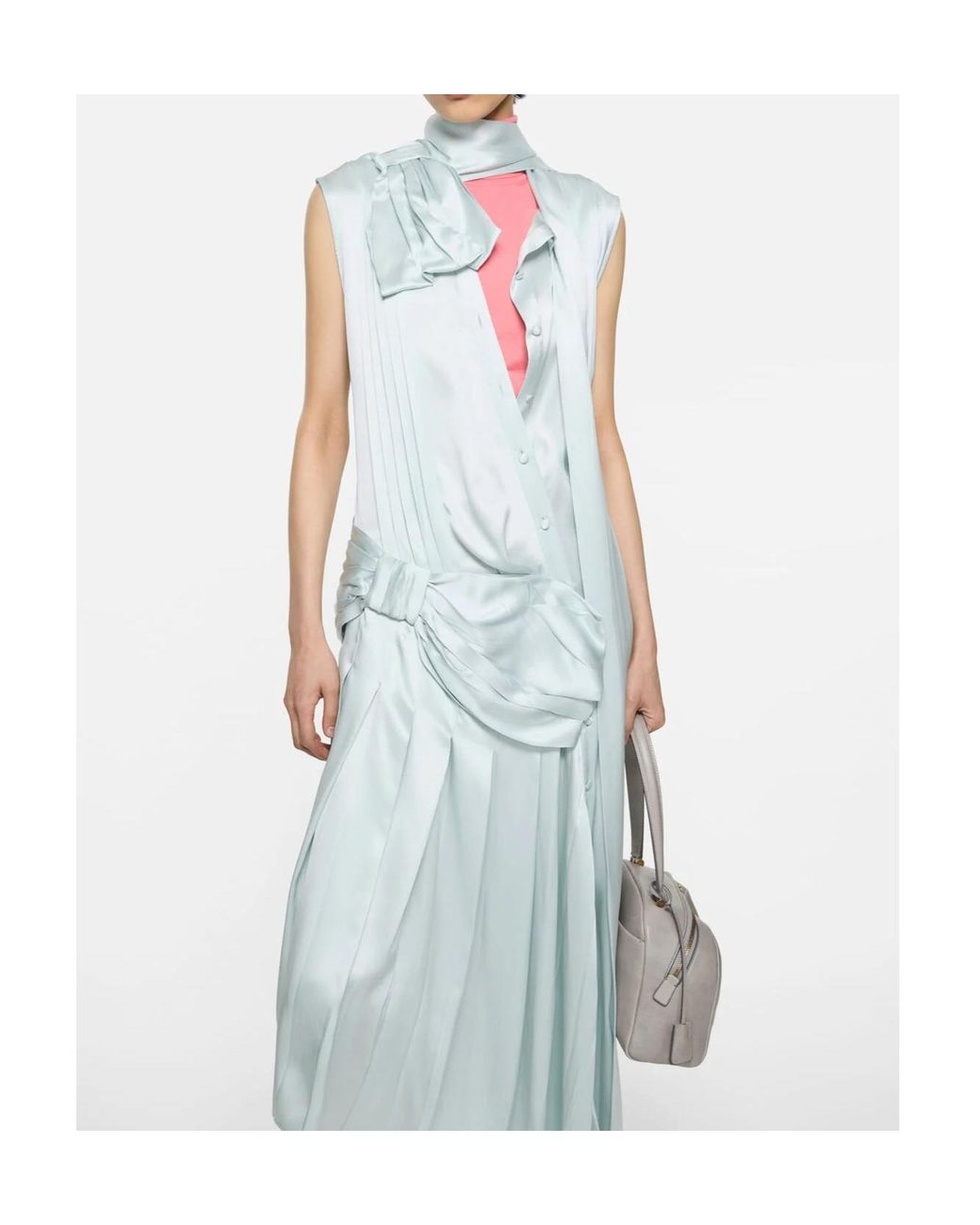 Acne Blue Silk Dress With Bows