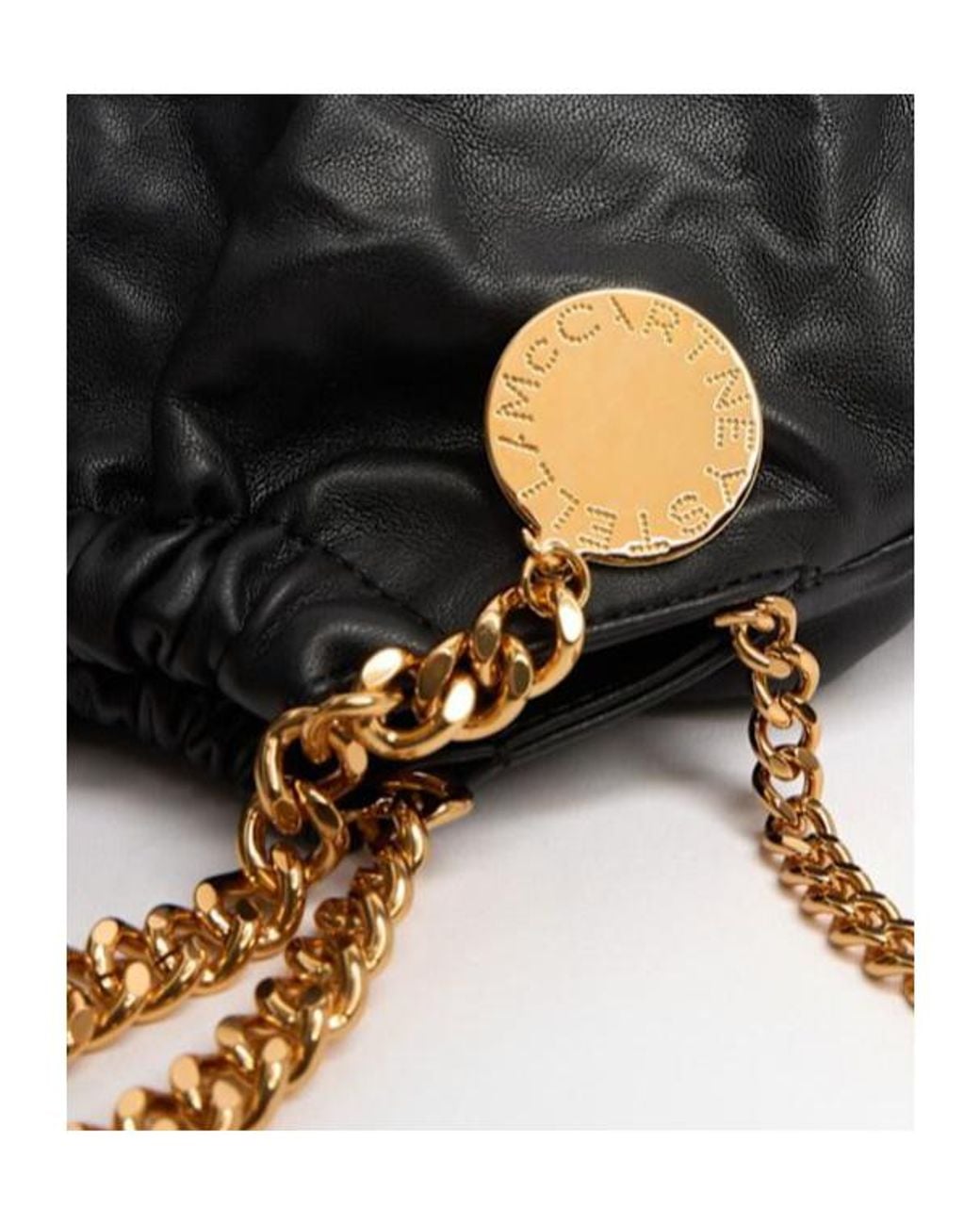 Stella McCartney Black Mini Crinkled Drawstring Bag