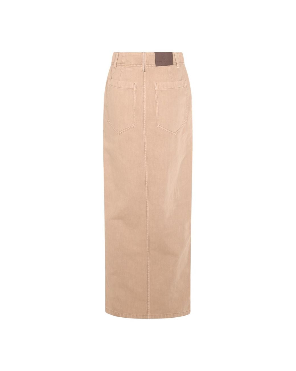 Brunello Cucinelli Natural Logo Patch High-Waisted Skirt