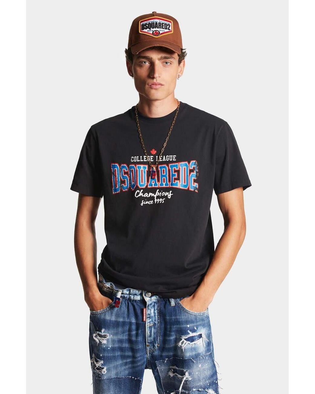 DSquared² Black Logo Printed Crewneck T-Shirt for men