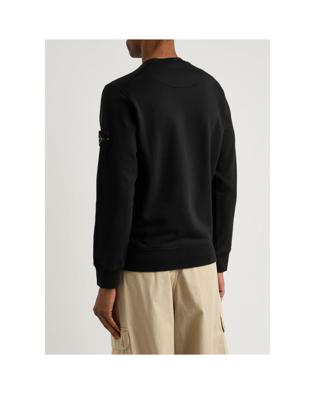 Stone Island Black Round-Neck Long-Sleeve Sweatshirt for men